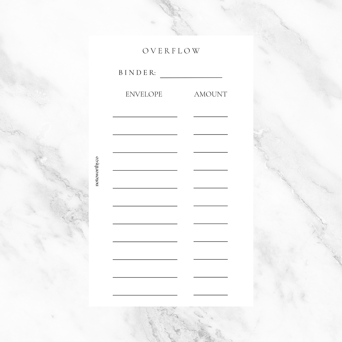 A6 Over Flow Binder Printables