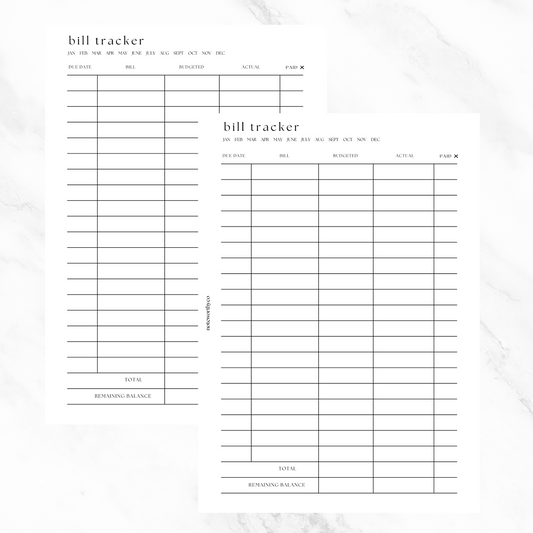 Bill Tracker PRINTABLE