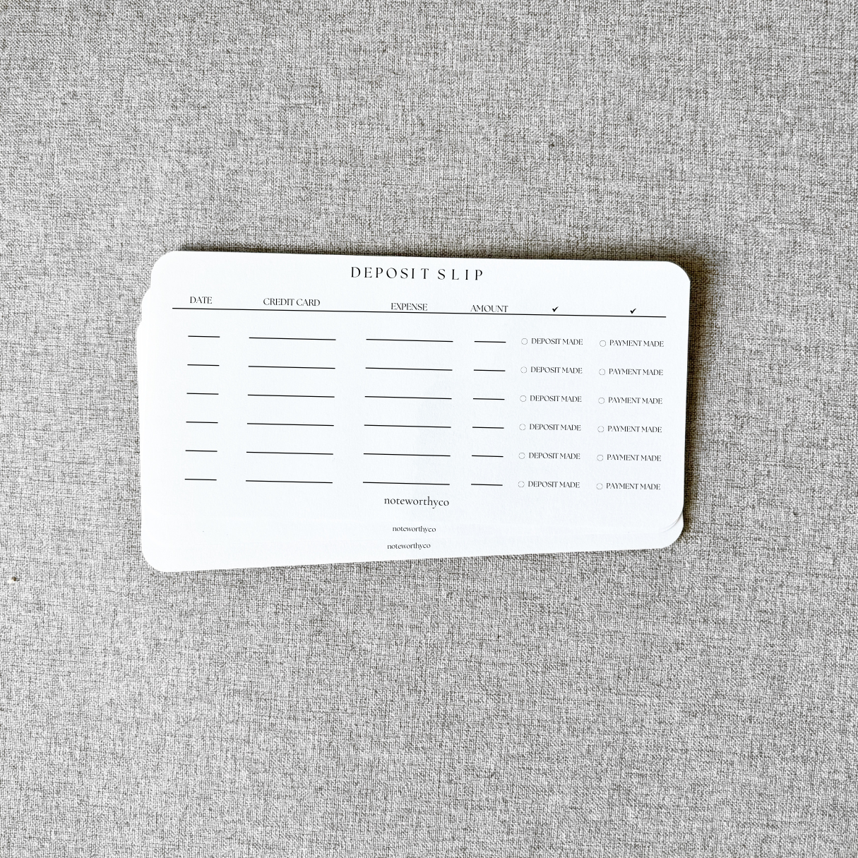 Credit Card Deposit Slip