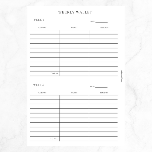 Weekly Wallet PRINTABLE