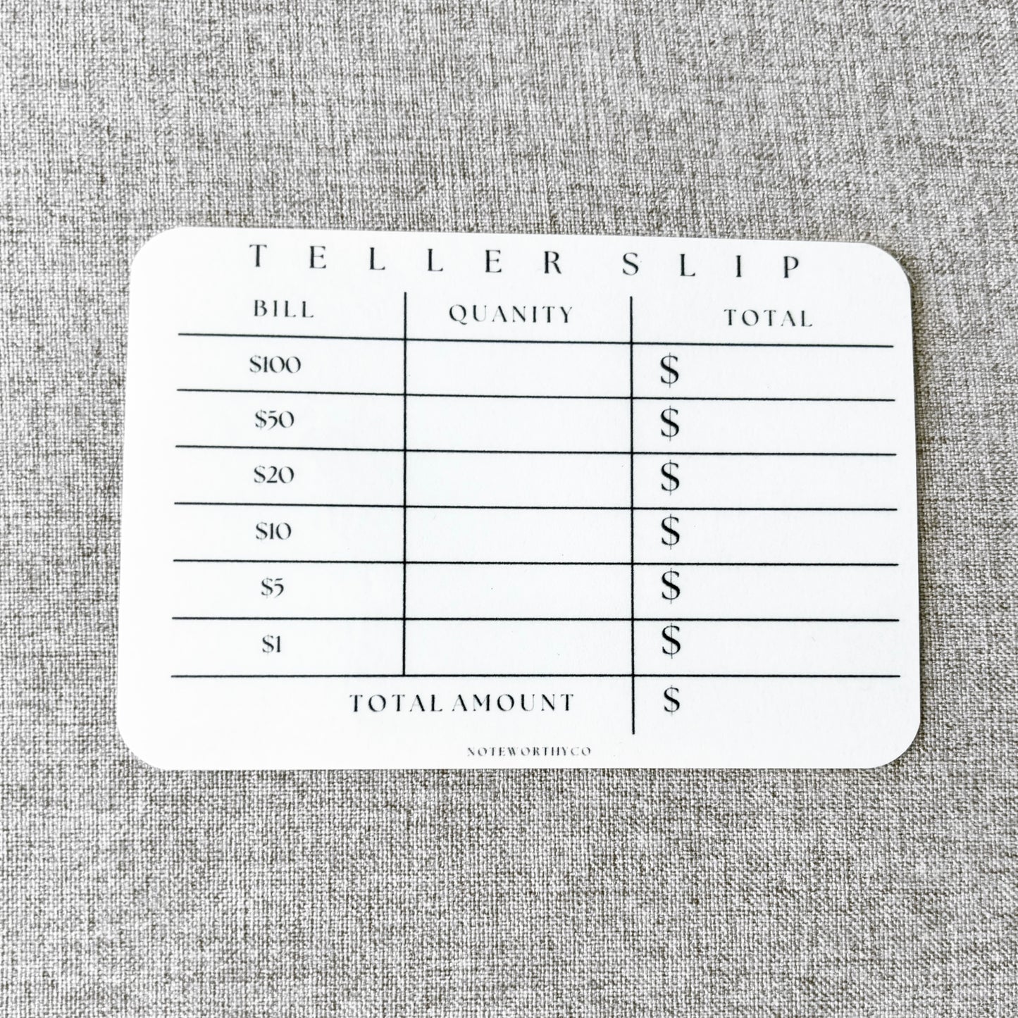 Reusable Teller Slip