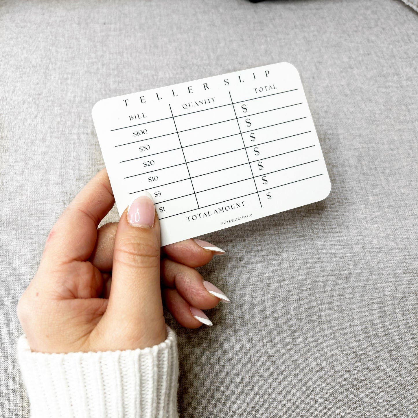 Reusable Teller Slip