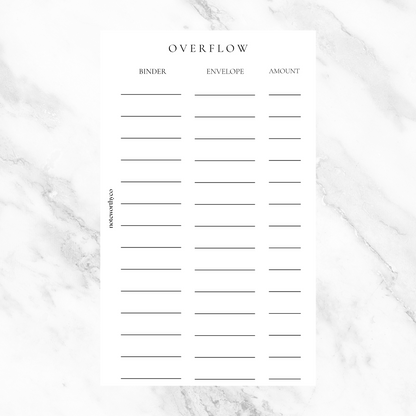 Over Flow Binder Printables