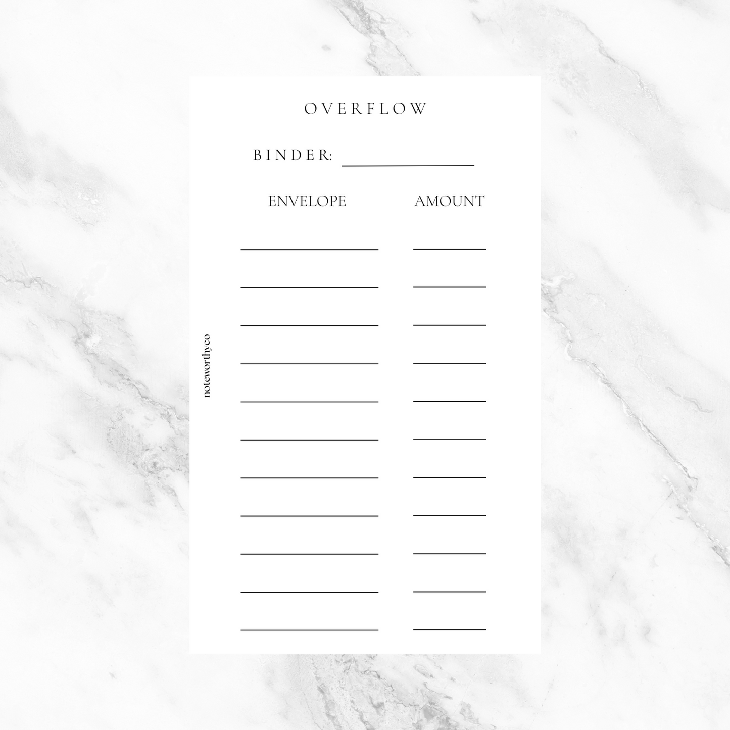 Over Flow Binder Printables