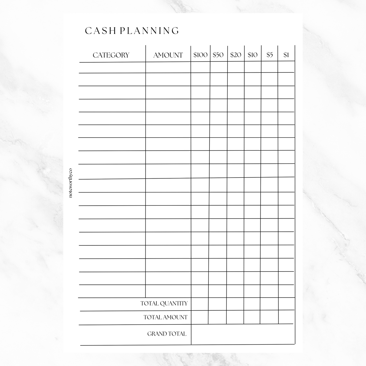 Cash Planning PRINTABLE