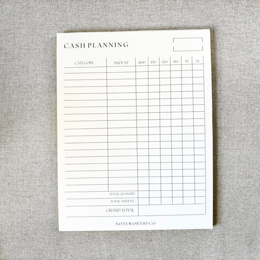 Large Cash Planning Notepad