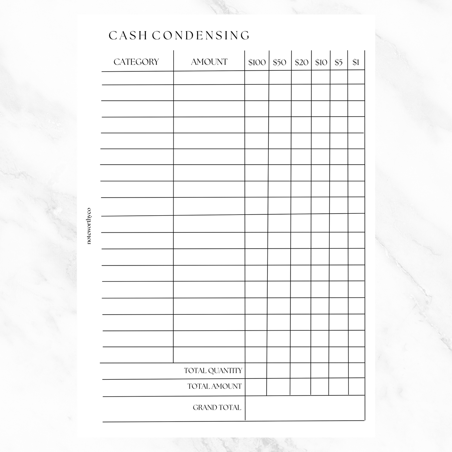 Cash Condensing PRINTABLE