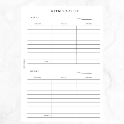 Weekly Wallet PRINTABLE