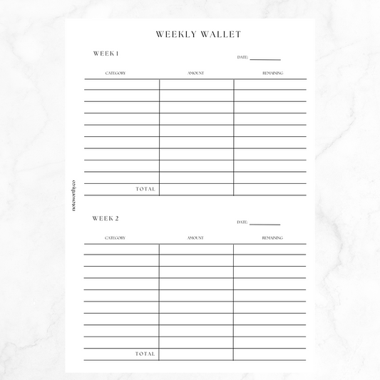 Weekly Wallet PRINTABLE