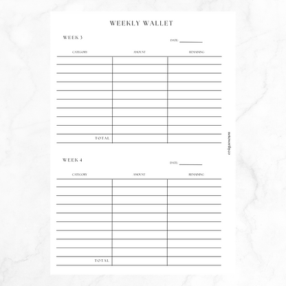 Weekly Wallet PRINTABLE