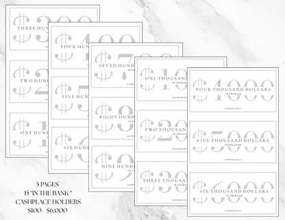 In the Bank Cash Place Holders PRINTABLE