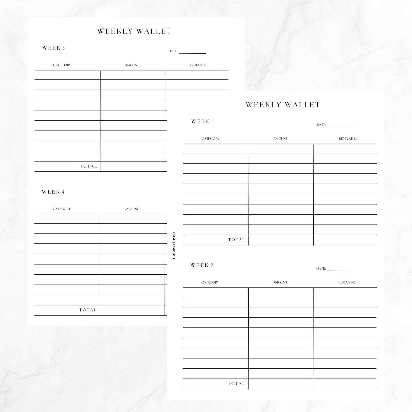 Weekly Wallet PRINTABLE