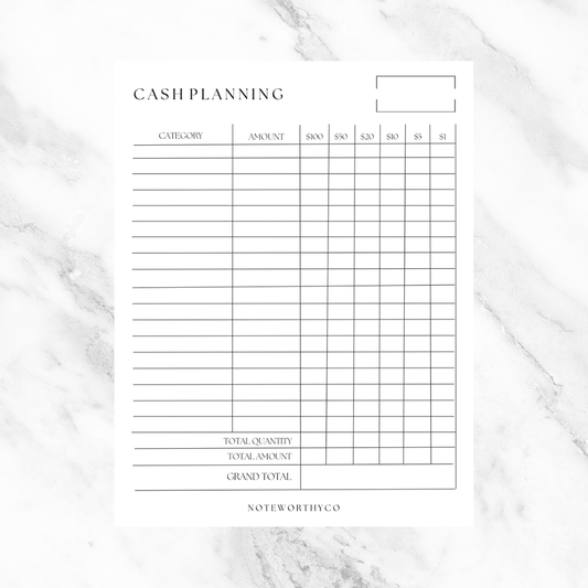 Cash Planning PRINTABLE - US LETTER PAPER